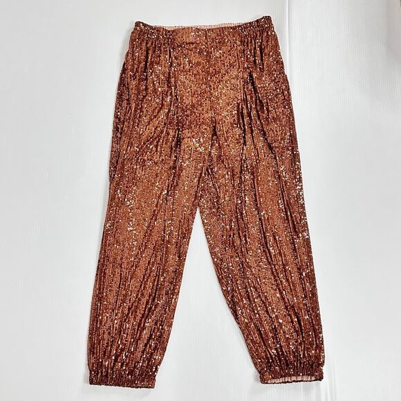 Free People Morelia Sequin Joggers Sz L Boho Glam Whimsy Party Celebration - Picture 3 of 11